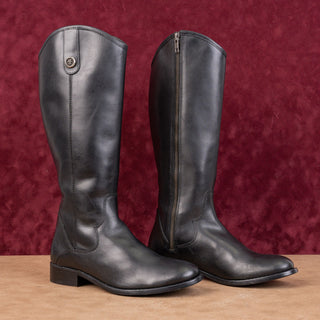 Frye Women Melissa Button 2 Western Zip Leather Black Riding Equestrian Boots 6