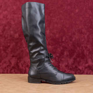 Chelsea Crew Women Midnight Black Faux Leather Riding Zip Knee Boots 6.5US EUR37