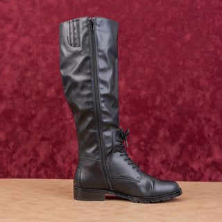 Chelsea Crew Women Midnight Black Faux Leather Riding Zip Knee Boots 6.5US EUR37