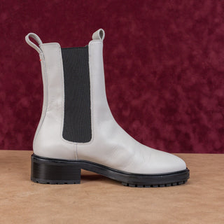 Aeyde Women Simone White Leather Chelsea Dress Fashion Boots sz 7US EUR38