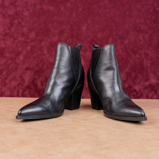 Marc Fisher Women Gadri Western Cowboy Boho Black Leather Ankle boots sz 12