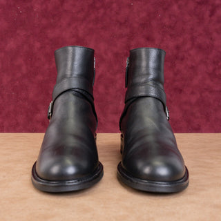 Aquatalia Women Nellie Black Leather Buckle Fashion Ankle Boots sz 10