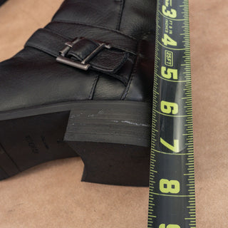 Aquatalia Women Nellie Black Leather Buckle Fashion Ankle Boots sz 10