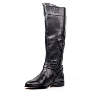 Vince Camuto Women Ovar Black Leather Buckle Riding Knee Boots size 6.5