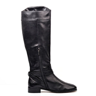 Vince Camuto Women Ovar Black Leather Buckle Riding Knee Boots size 6.5