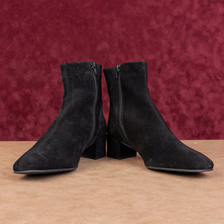 Aquatalia Women Black Italian Weatherproof Suede Zip Ankle Dress Office Boots sz 10.5