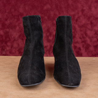 Aquatalia Women Black Italian Weatherproof Suede Zip Ankle Dress Office Boots sz 10.5