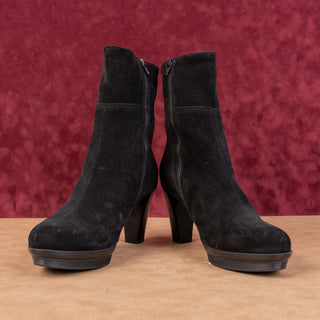 La Canadienne Women Black Suede Zip Platform Fashion Ankle Waterproof Boots sz 9