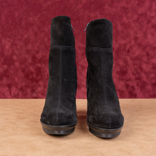 La Canadienne Women Black Suede Zip Platform Fashion Ankle Waterproof Boots sz 9