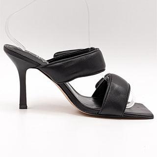 Calvin Klein Women Black Leather Daizy Puffy Hook Loop Strap Heel size 8