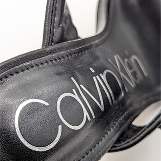 Calvin Klein Women Black Leather Daizy Puffy Hook Loop Strap Heel size 8