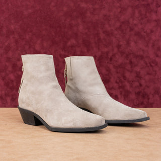 AllSaints Women Lenora Beige Suede Western Boho Zip Ankle Boots 8.5-9US EUR 39