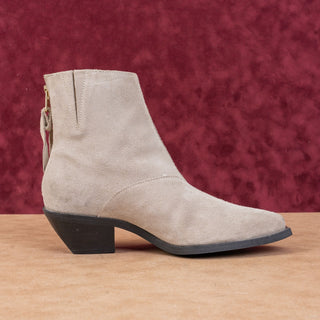 AllSaints Women Lenora Beige Suede Western Boho Zip Ankle Boots 8.5-9US EUR 39