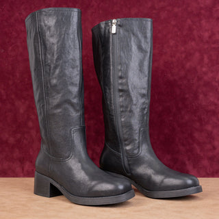Blondo Women Cam Black Leather Waterproof Wide Calf Festival Boho Knee Boots 10