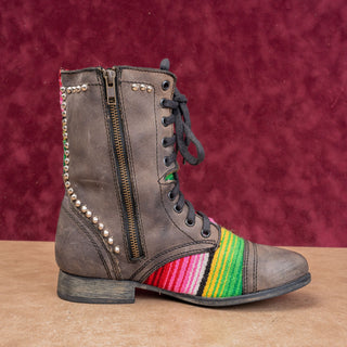 Steve Madden Women Taco Vintage Y2K Grey Stone Leather Studded Combat Boots sz 7