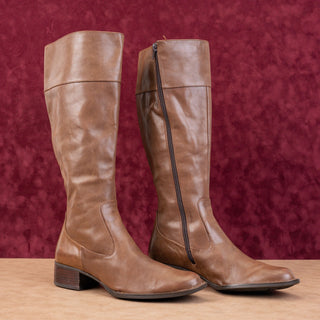 Born Women Brown Leather Western Block Heel Knee Boots sz 9US EUR40.5