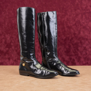 Salvatore Ferragamo Wmn Black Leather Narrow Riding Equestrian Knee Boots sz 5.5