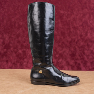 Salvatore Ferragamo Wmn Black Leather Narrow Riding Equestrian Knee Boots sz 5.5