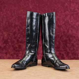 Salvatore Ferragamo Wmn Black Leather Narrow Riding Equestrian Knee Boots sz 5.5