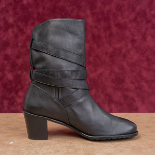 Stuart Weitzman Women Vintage Y2K Black Leather Moto Festival Grunge Boots 10.5