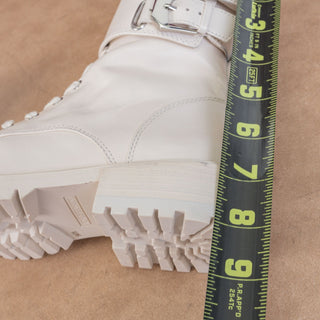 Vince Camuto Women Fawdry Offwhite lace-up Zip Combat Ankle Boots sz 5