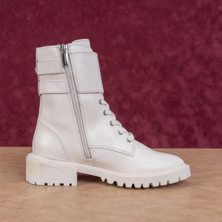 Vince Camuto Women Fawdry Offwhite lace-up Zip Combat Ankle Boots sz 5