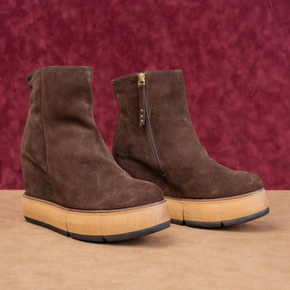 Paloma Barcelo Deadstock Disa Brown Suede Platform Zip Fashion Boots 10US EUR40