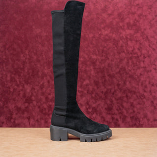 Stuart Weitzman Women Soho Black Suede Slip-on Platform OTK Fashion Boots sz 10.5