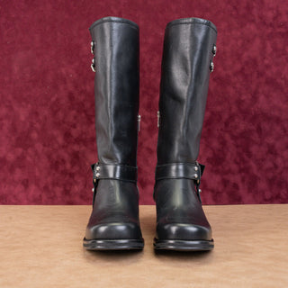 Steve Madden Women Bryanna Black Leather Harness Moto Biker Fashion Boots sz 10