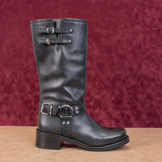 Steve Madden Women Bryanna Black Leather Harness Moto Biker Fashion Boots sz 10