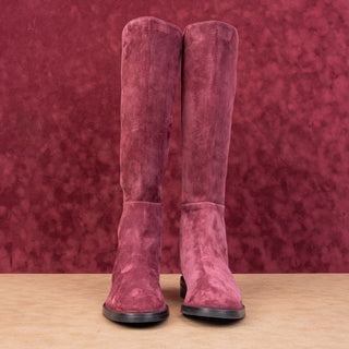Stuart Weitzman Women Greer City Burgundy Silky Suede Dress Knee Boots sz 6.5