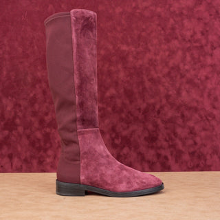 Stuart Weitzman Women Greer City Burgundy Silky Suede Dress Knee Boots sz 6.5
