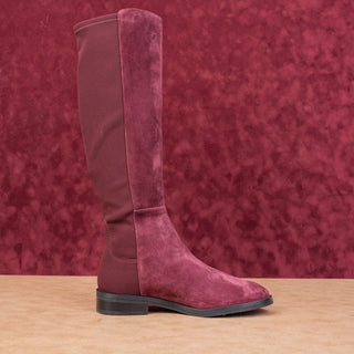 Stuart Weitzman Women Greer City Burgundy Silky Suede Dress Knee Boots sz 6.5