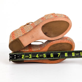Frye Women Carlie Brown Leather Strap Plaftorm Wedge Sandals Size 7.5