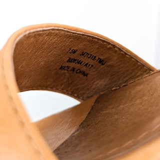 Frye Women Carlie Brown Leather Strap Plaftorm Wedge Sandals Size 7.5