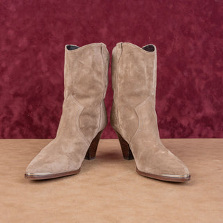 Veronica Beard Women Cody Tan Suede Western Heel Pointy Ankle Boots sz 7.5