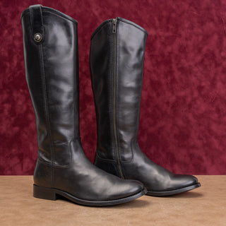 Frye Women Melissa Button Zip Black Leather Equestrian Classic Riding Boots sz 6