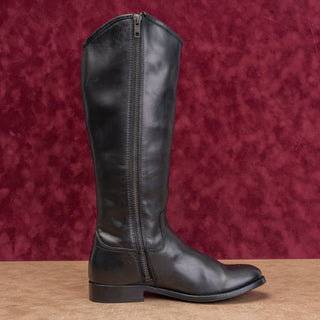 Frye Women Melissa Button Zip Black Leather Equestrian Classic Riding Boots sz 6