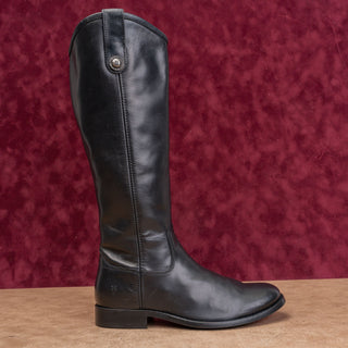 Frye Women Melissa Button Zip Black Leather Equestrian Classic Riding Boots sz 6