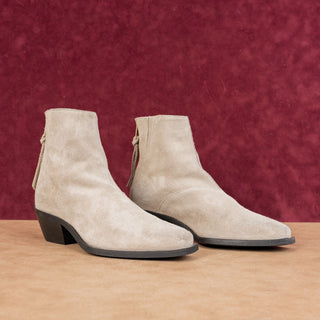 AllSaints Women Lenora Western Boho Cottage Grey Suede Zip Boots sz 7US EUR 37