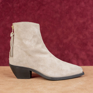 AllSaints Women Lenora Western Boho Cottage Grey Suede Zip Boots sz 7US EUR 37