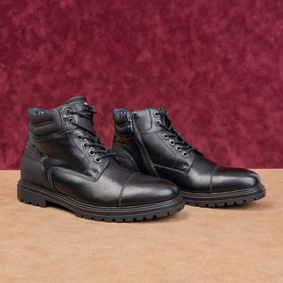 Tommy Hilfiger Men Oregon Black Faux Leather Combat Ankle Boots size 8