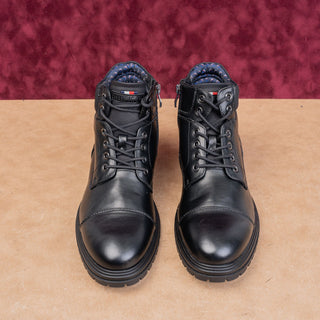Tommy Hilfiger Men Oregon Black Faux Leather Combat Ankle Boots size 8