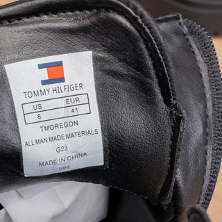 Tommy Hilfiger Men Oregon Black Faux Leather Combat Ankle Boots size 8