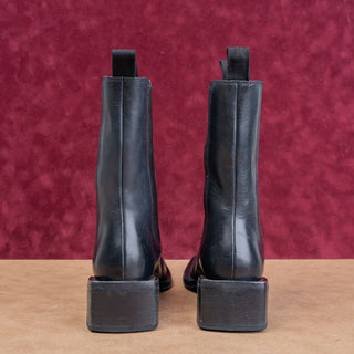 Marsell Women Panello Midnight Blue Leather Chelsea Fashion Boots 6US EUR36.5