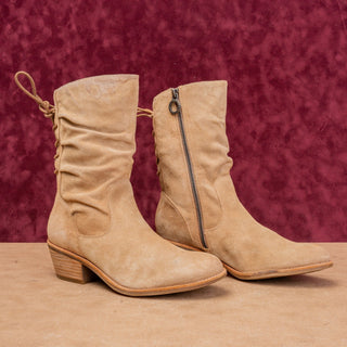 Sofft Women Shernell Cowboy Western Back Lace Suede Mid Calf Boots sz 9