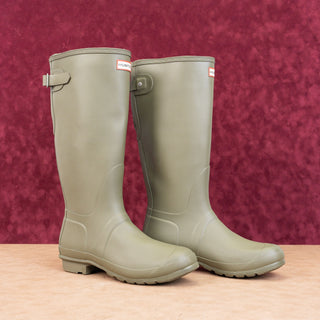 Hunter Women Original Back Adjustable Green Rain Rubber Wellies Knee Boots sz 11