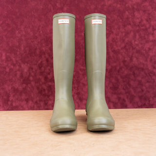 Hunter Women Original Back Adjustable Green Rain Rubber Wellies Knee Boots sz 11