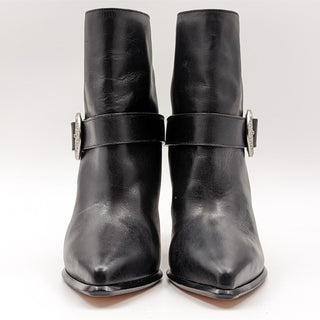 Paige Women Holly Western Black Leather Buckle Pointy Toe Heeled Boots Size 6.5M