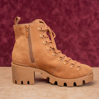 Schutz Xayane Women Platform Fashion Brown Lug Sole Lace-up Suede Boots sz 8.5